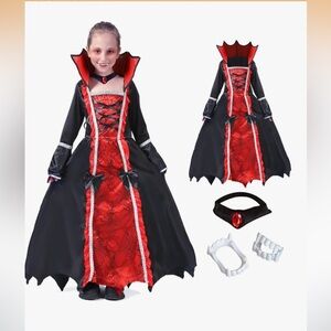 NWT Vampire Princess Dress Kids Costume - Black and Red  7-9 years Halloween
